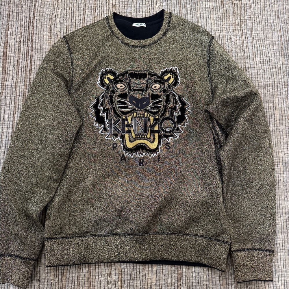 Kenzo  Gold and Black Tiger Crewneck Sweater